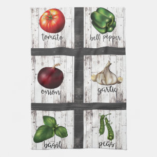 Paño De Cocina Hierbas y Verduras Arte Culinario Moderno Rústico