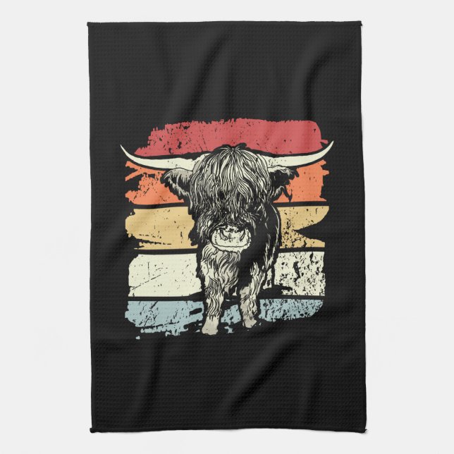 Paño De Cocina Highland Cow Highland Cows Retro (Vertical)