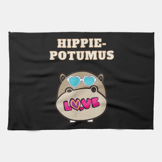 Paño De Cocina Hippie Potumus Baby Hippopótamo Lover (Horizontal)
