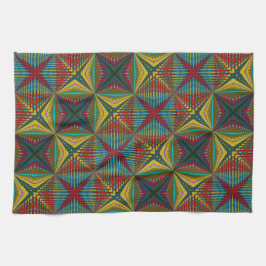 Paño De Cocina Hippie Rojo Azul Amarillo Amarillo Verde Trippy Ea