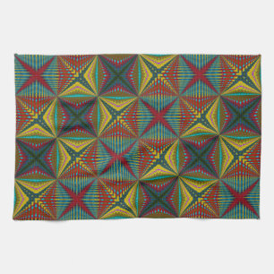 Paño De Cocina Hippie Rojo Azul Amarillo Amarillo Verde Trippy Ea