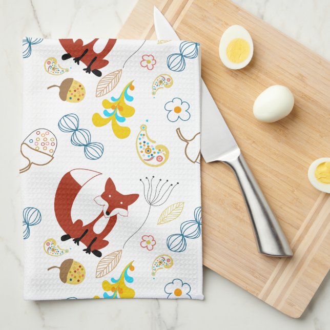 Paño De Cocina Hipster Forest Fox Baby Nursery (Doblado Cuarto)