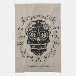 Paño De Cocina Hipster Sugar Skull Personalizado