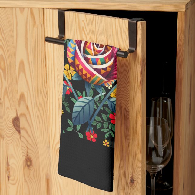 Paño De Cocina Historia de los meses negros con flores (Pliegue de tercios)