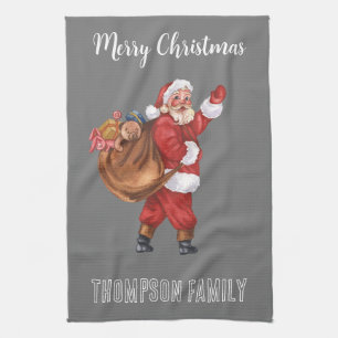 Paño De Cocina Ho ho ho co Monogrammed Lovely nombre familiar San