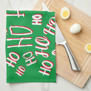 Paño De Cocina HO HO HO Navidades de texto patrón de texto rojo b