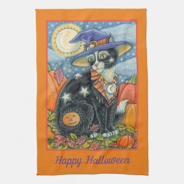 PAÑO DE COCINA HOCUS POCUS GATO NEGRO WITCH HALLOWEEN (Vertical)
