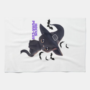 Paño De Cocina Hocus Purr-cus Gato Negro Lindo Arte de Halloween