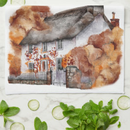 Paño De Cocina Hogar de Naranja de cabaña de otoño