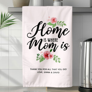 Paño De Cocina Hogar Es Donde Está Mamá Personalizado