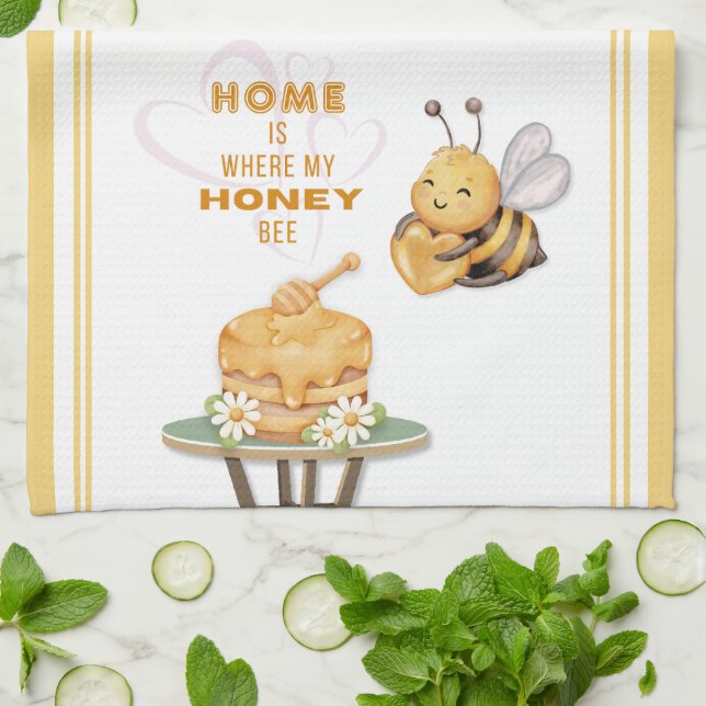 Paño De Cocina Hogar es Donde Está Mi Abeja (Doblado)
