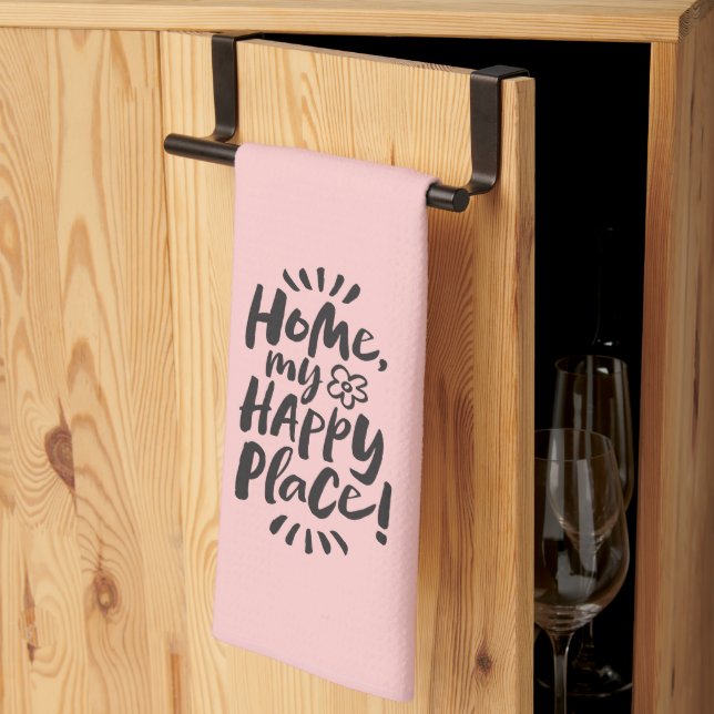 Paño De Cocina ¡HOGAR, mi lugar feliz! Moda de París Rosa Negro (Pliegue de tercios)