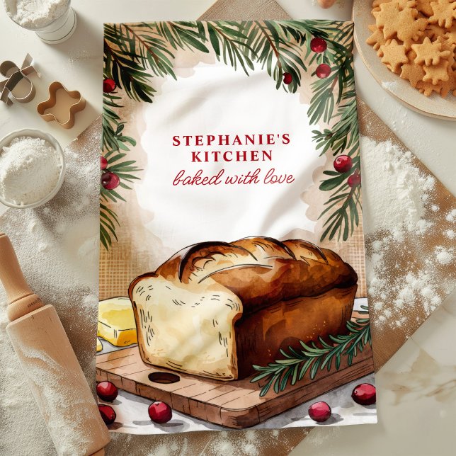 Paño De Cocina Hogaza de Pan Rústico Navidad Personalizada (Subido por el creador)