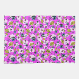 Paño De Cocina Hoja De Flor De Ojo_Púrpura