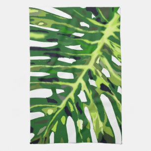 Paño De Cocina Hoja de Monstera Tropical -