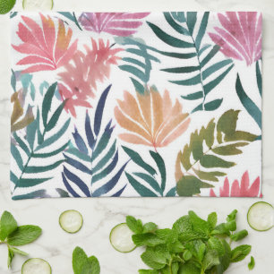 Paño De Cocina Hojas Botánicas Acuarela Hoja Floral Colorida