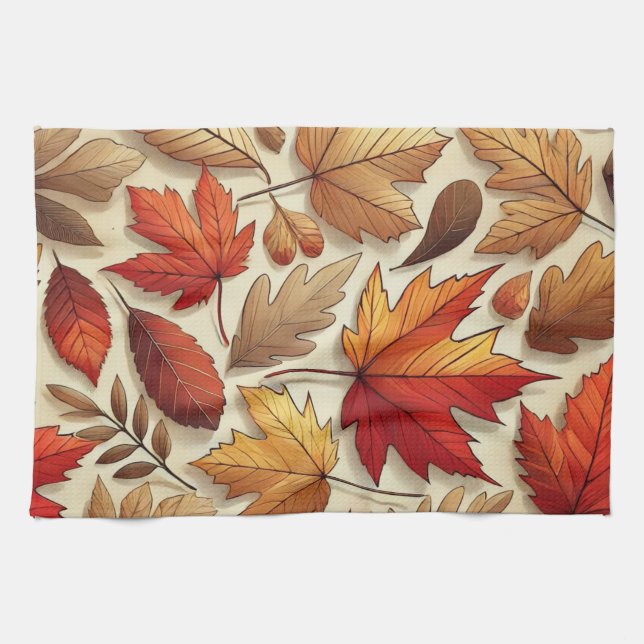Paño De Cocina hojas clásicas de otoño (Horizontal)