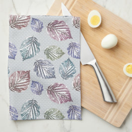 Paño De Cocina Hojas de apertura sobre fondo gris claro