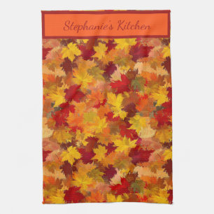 Paño De Cocina Hojas de cascada de monograma - Otoño vintage