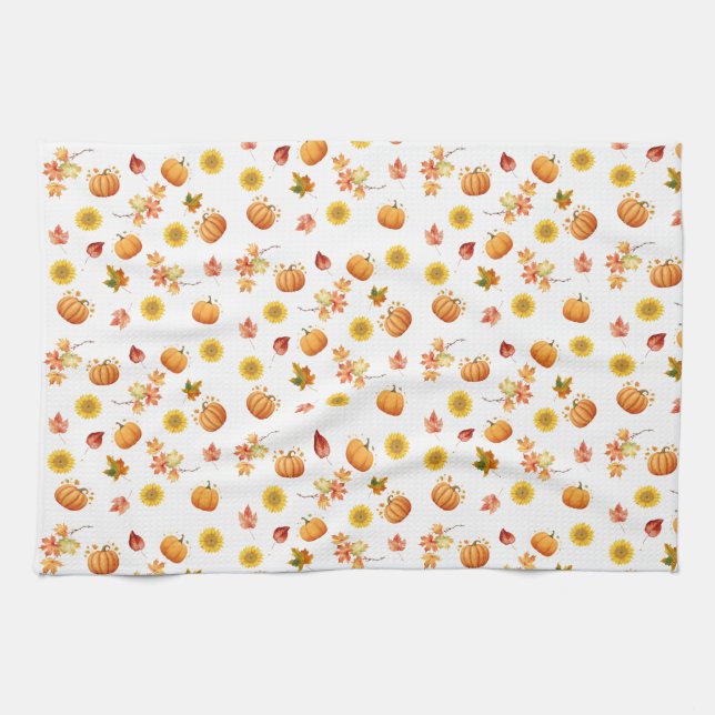 Paño De Cocina Hojas de cascada y calabazas (Horizontal)