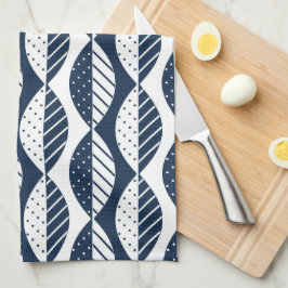 Paño De Cocina Hojas de estilo escandinavo, azul marino y blanco