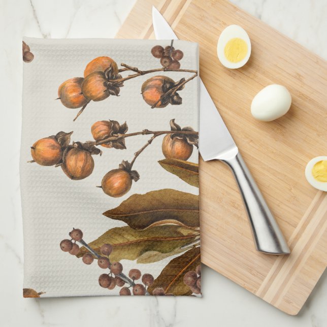 Paño De Cocina Hojas de follaje de acuarela de otoño (Doblado Cuarto)