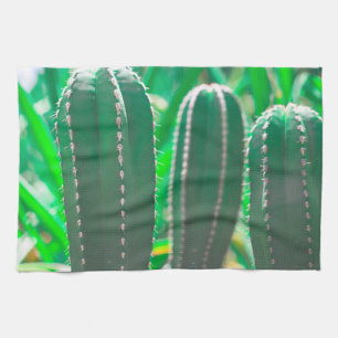 Paño De Cocina Hojas de la planta de cactus verde pastel