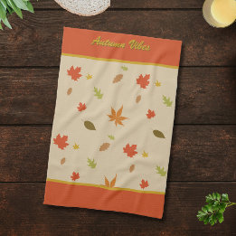 Paño De Cocina Hojas de otoño coloridas verticales texto personal