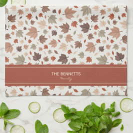 Paño De Cocina Hojas de Otoño Nombre de Familia Personalizado
