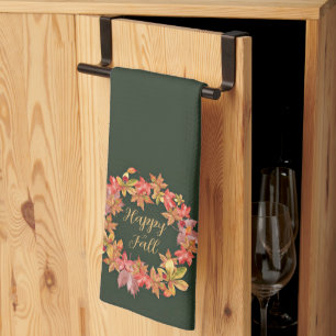 Paño De Cocina Hojas de otoño y mariquitas con texto personalizab