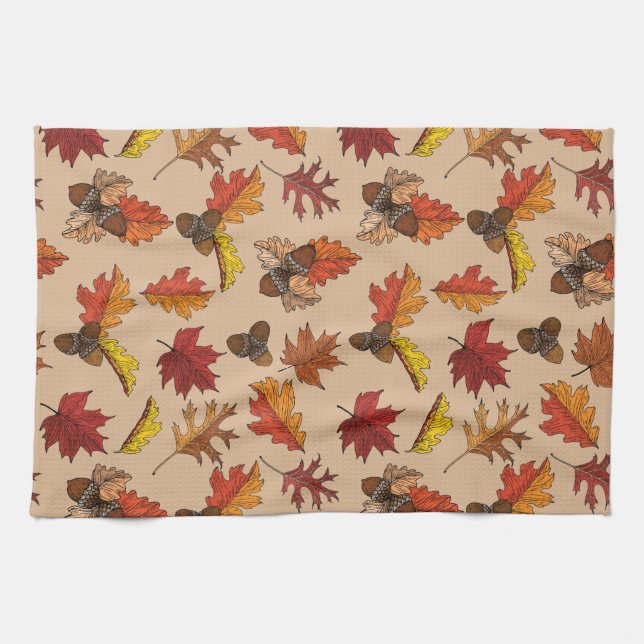 Paño De Cocina Hojas de otoño y patrón de maíz (Horizontal)