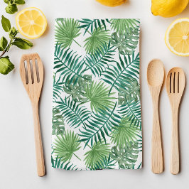 Paño De Cocina Hojas de palma botánicas exóticas de verano tropic