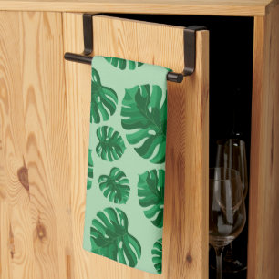 Paño De Cocina Hojas de Palma Monstera Verde Tropical