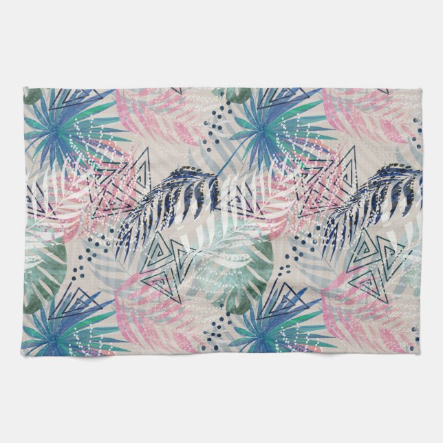 Paño De Cocina Hojas de palma, tropicales, botánicas, hojas, jung (Horizontal)