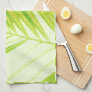 Paño De Cocina Hojas de palmeras verdes pálidas pasteles