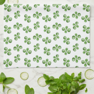 Paño De Cocina Hojas de suculentas verdes amigables modernas sobr