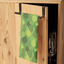 Paño De Cocina Hojas frondosas alegres - patrón de superficie sin