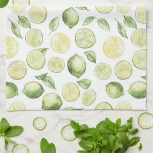 Paño De Cocina Hojas Frutas Limas Verdes
