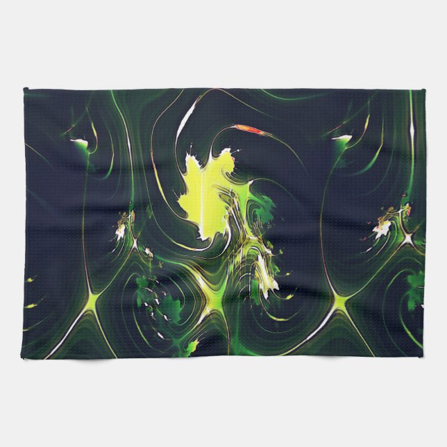 Paño De Cocina Hojas metálicas abstractas con trazas llamativas,  (Horizontal)