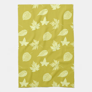 Paño De Cocina Hojas otoñales - mostaza y amarillo claro