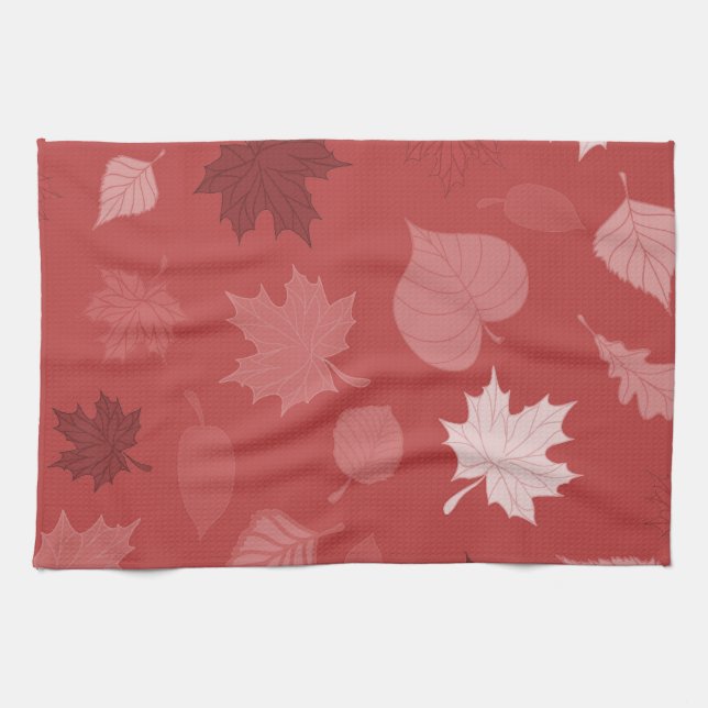 Paño De Cocina Hojas otoñales rojas de bonito (Horizontal)