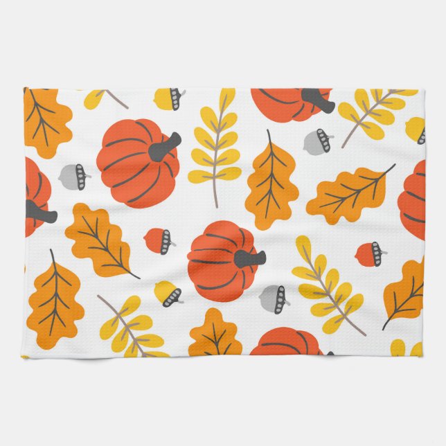 Paño De Cocina Hojas otoñales y calabazas (Horizontal)