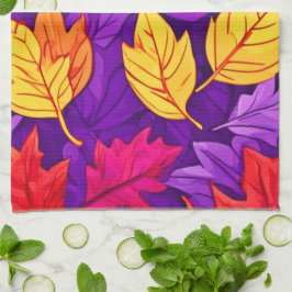 Paño De Cocina Hojas Personalizados vívidas: morado, amarillo, ro