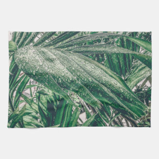 Paño De Cocina Hojas tropicales con gotas de lluvia