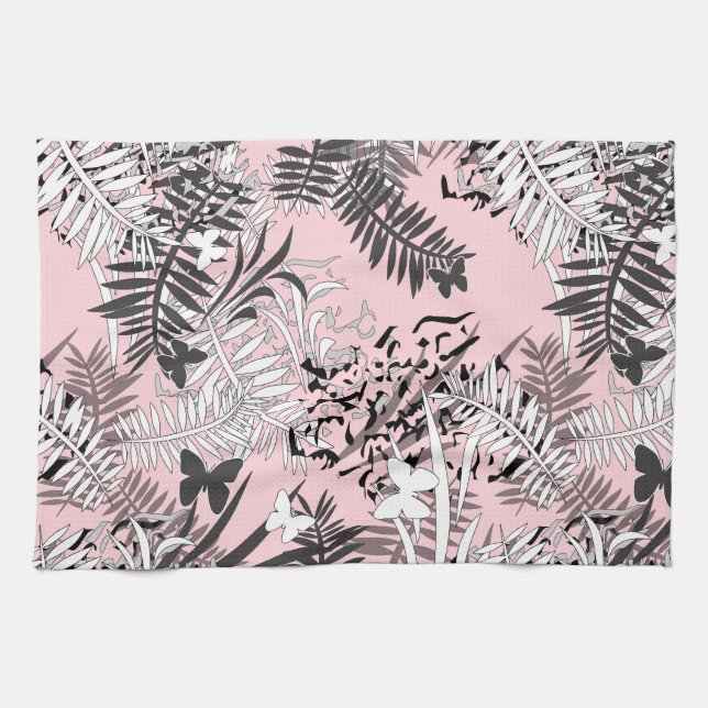 Paño De Cocina Hojas tropicales de palma de la jungla tropical si (Horizontal)