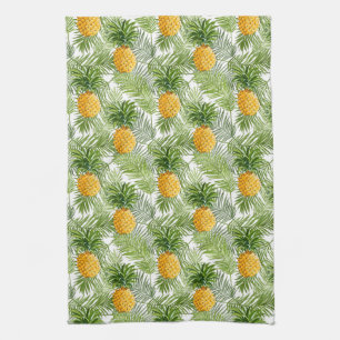 Paño De Cocina Hojas tropicales de palma y piñas