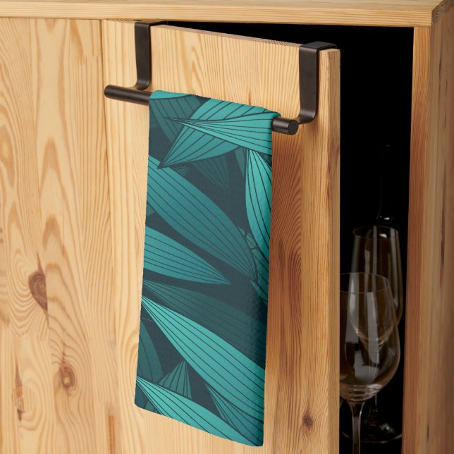 Paño De Cocina Hojas tropicales degradadas (Pliegue de tercios)