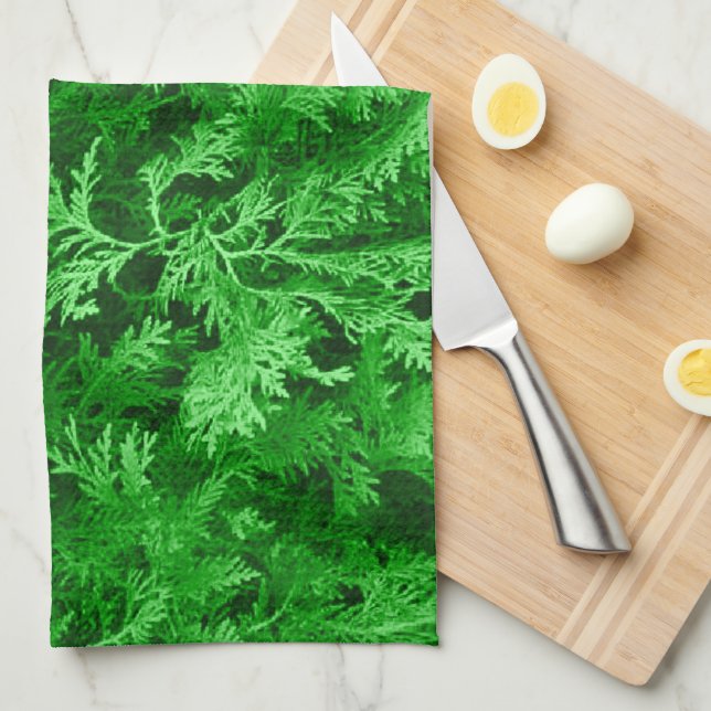 Paño De Cocina Hojas verdes (Doblado Cuarto)