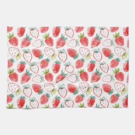 Paño De Cocina Hojas verdes de fresas rojas secas