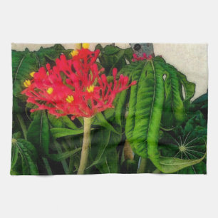 Paño De Cocina Hojas y flores de la planta de coral